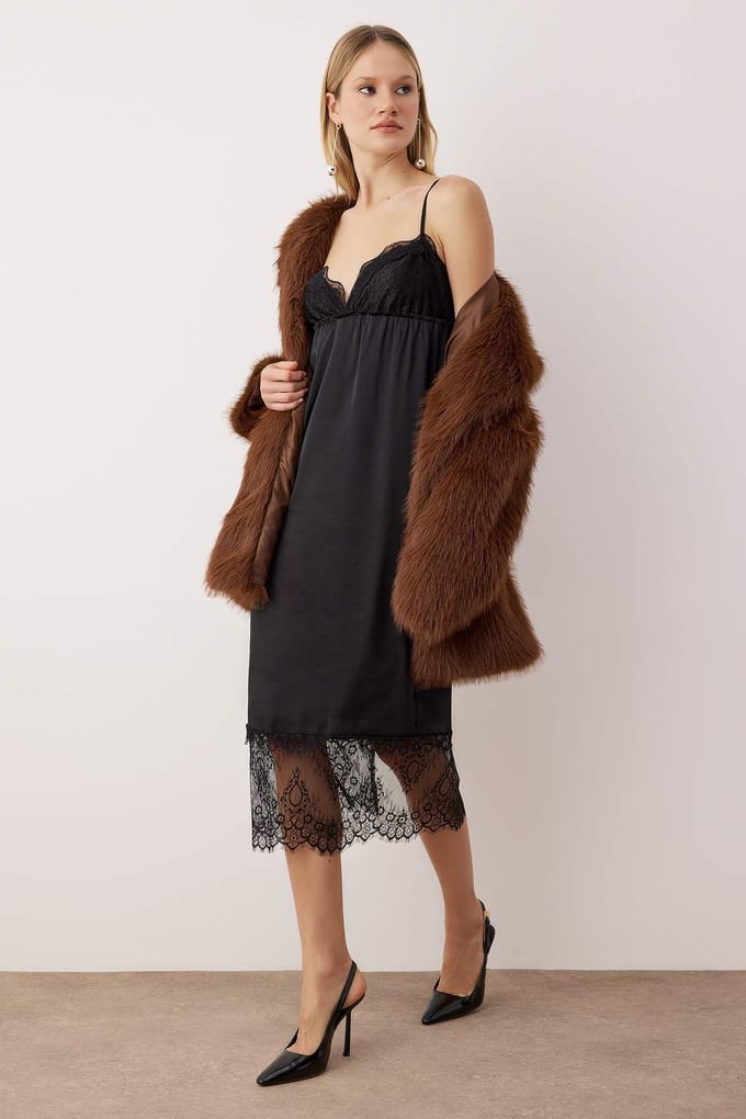 Damesjurk, plat model, mouwloos, chic/nachtjurk
