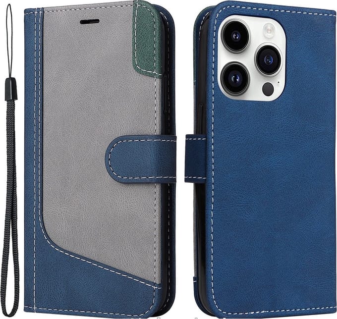 Cityhoesje-iPhone 15 Pro Max - PU Leather - Book Case - Blauw