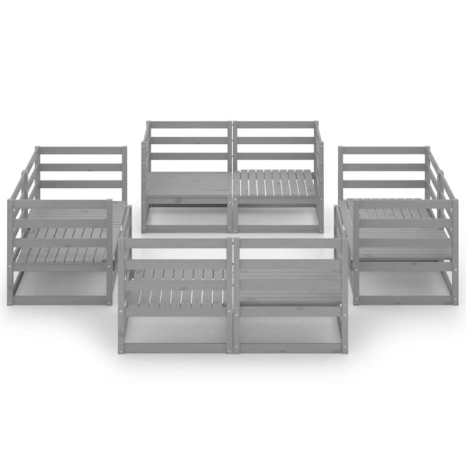 vidaXL - 8-delige - Loungeset - massief - grenenhout - grijs