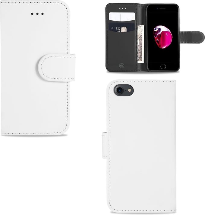 Bookcase iPhone 7 | 8 | SE (2020) | SE (2022) Hoesje Wit met Pasjeshouder