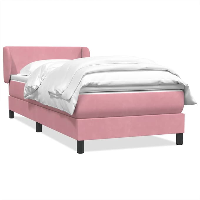 vidaXL - Boxspring - met - matras - fluweel - roze - 90x210 - cm
