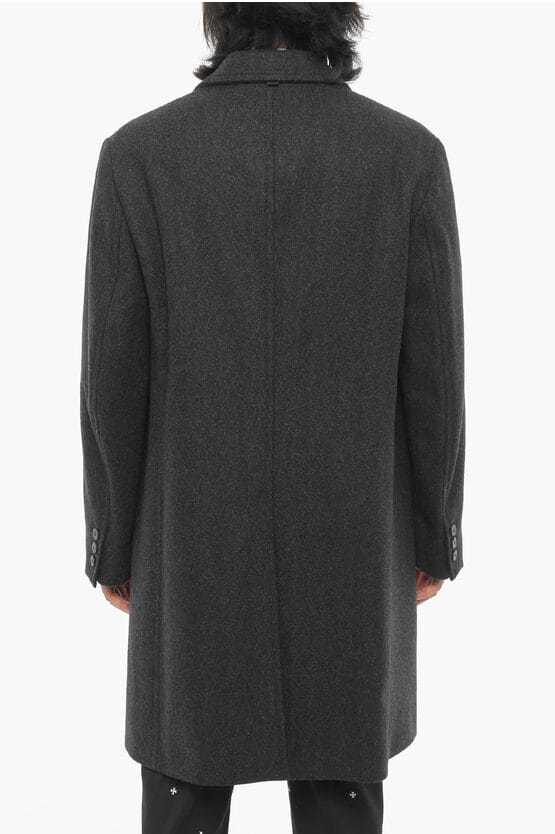 Slim fit enkelrijsjas van wolmix in grijs