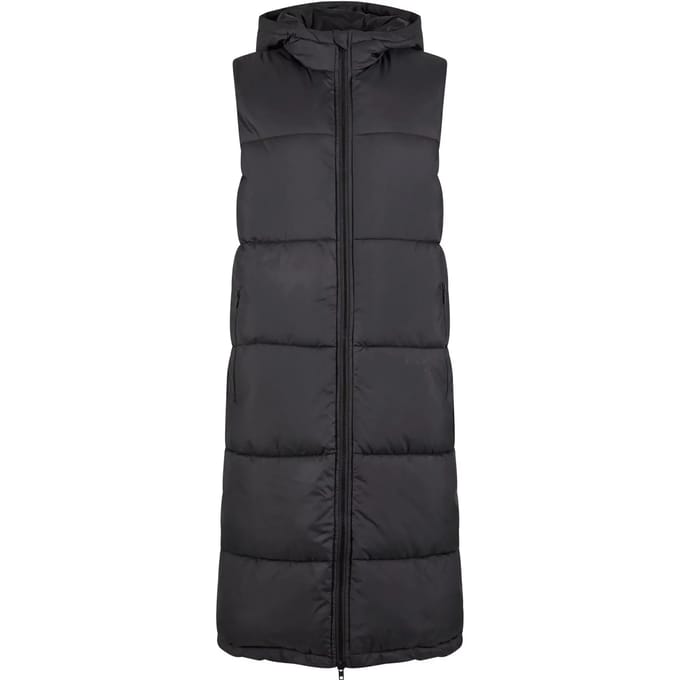 Urban Classics Ladies Long Hooded Puffer Vest Vest zwart L Polyester - Basics