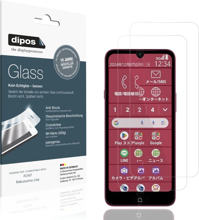 dipos – 2x Pantserfolie geschikt voor FCNT Rakusuma Lite | 9H Screenprotector