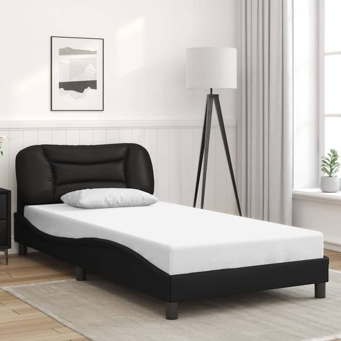 vidaXL - Bedframe - zonder - matras - "Hvar" - kunstleer - zwart - 100x200 - cm