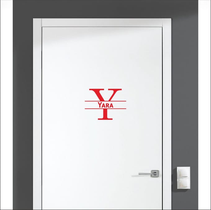 Deursticker Met Naam -  Yara - Rood