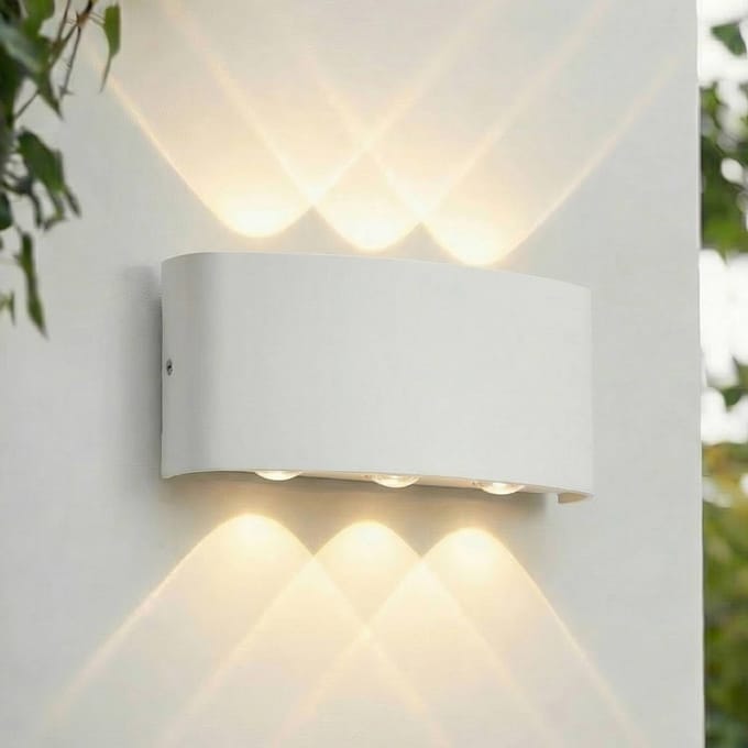 Lindby LED buiten wandlamp Ithan, 3-lamps, wit, 17 cm