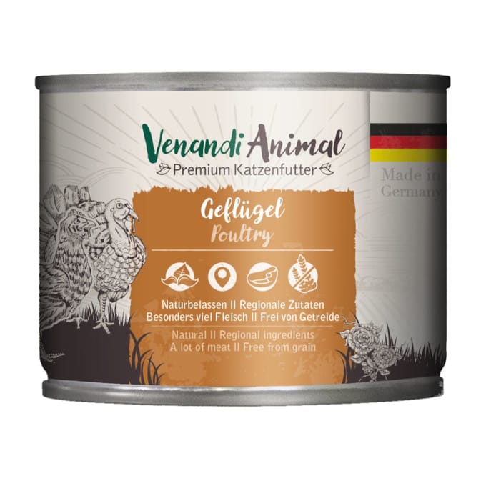 Voordeelpakket: 24x200 g Gevogelte Mixpack Venandi Animal Monoproteïne Natvoer voor katten
