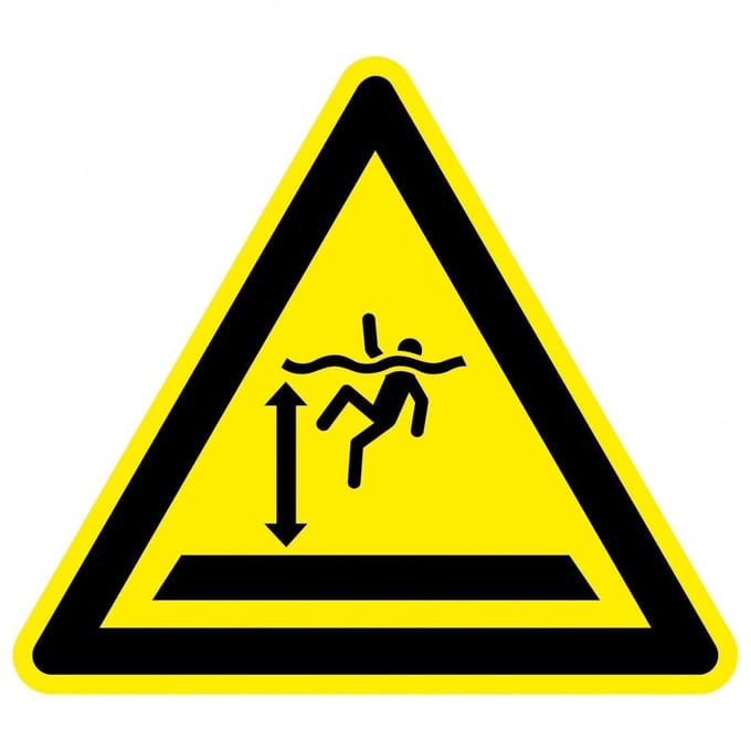 Waarschuwingssticker diep water - ISO 7010 - W047 100 mm