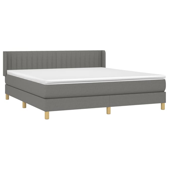 vidaXL - Boxspring - met - matras - stof - donkergrijs - 180x200 - cm