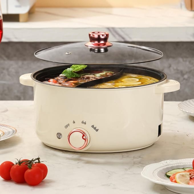 SAVI® Hotpot Electrisch - Hotpot - Wit - ‎26cm x 9cm x 9cm