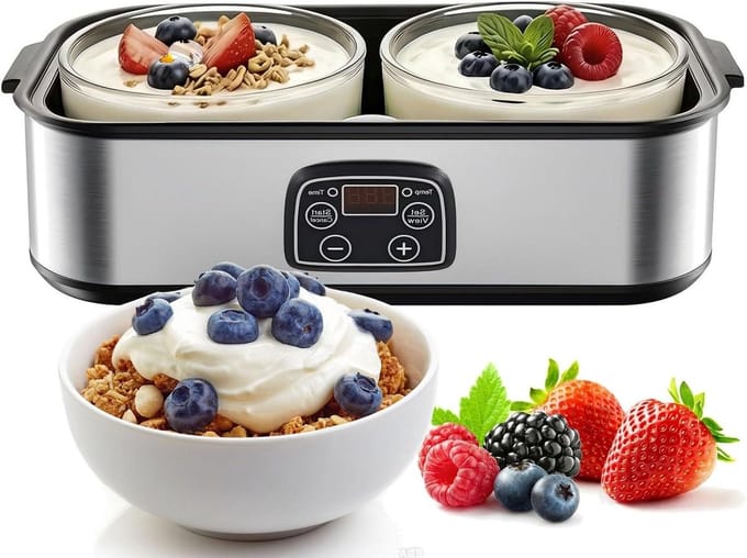 Yoghurtmaker - Yoghurt machine - Zelf yoghurt maken - Instelbare temperatuur - 2 liter inhoud - Wit