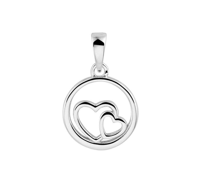 Zilver Gerhodineerde Hanger rondje en harten 1330818