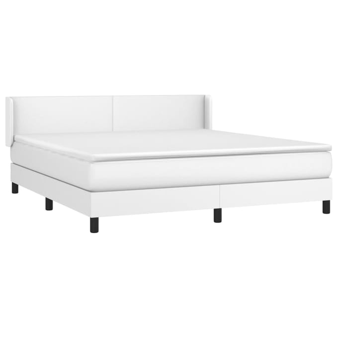 vidaXL - Boxspring - met - matras - kunstleer - wit - 160x200 - cm