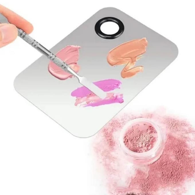 Make-up Mengpalet van Roestvrij Staal Nail Art Cosmetisch Mengpalet met Spatel voor Make-up white
