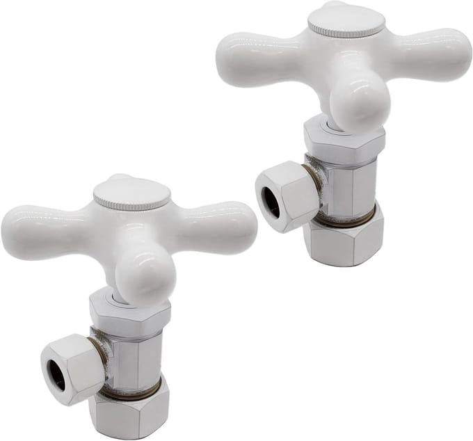 Hoekstopkraan - Afsluiter Kraan - Waterleiding Reparatie - Kruishandvat Ontwerp - 2 Stuks - Wit