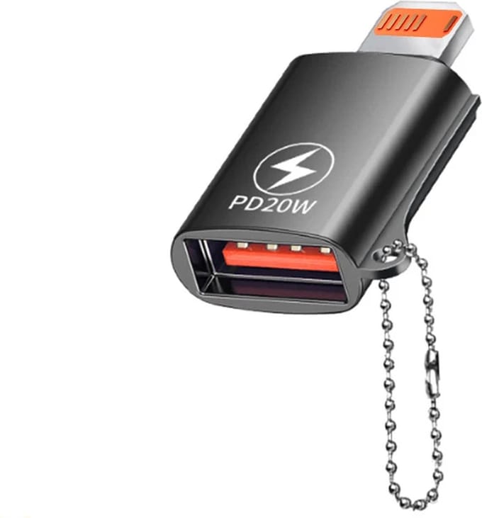 DrPhone SwiftLink V2 - Lightning naar USB 3.0 Adapter / Converter – PD20W – 10 Gbps – Snel Opladen & Data overdracht – Zwart