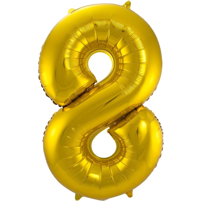 Folat - Folieballon Cijfer 8 Goud - 86 cm