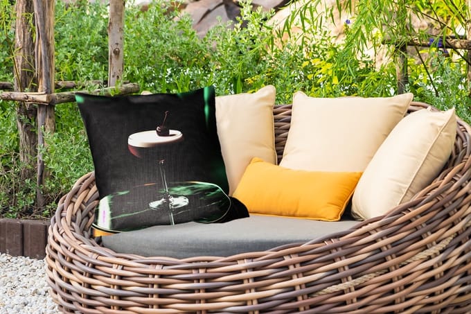 Buitenkussen Weerbestendig - Kers - Cocktail - Rood - Marmer - 50x50 cm