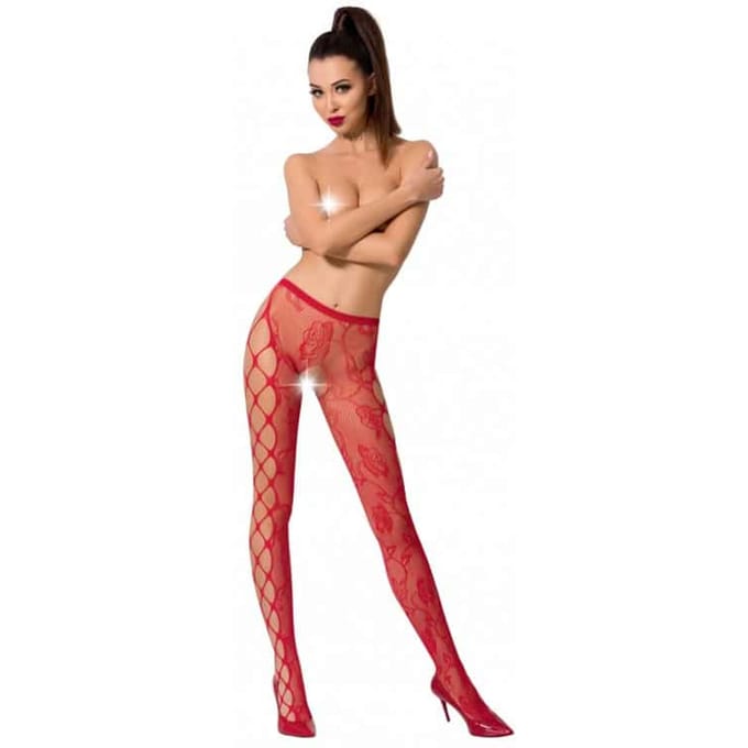 Passion Rode jarretel catsuit - strikjes motief