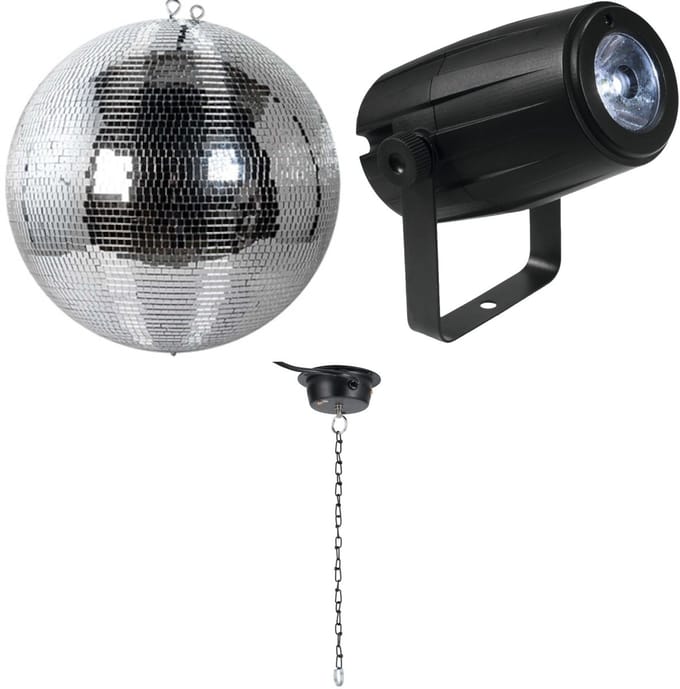 Spiegelbol 20 cm - incl. motor en spot - Ayra DanceFX MB20 - Multikleur