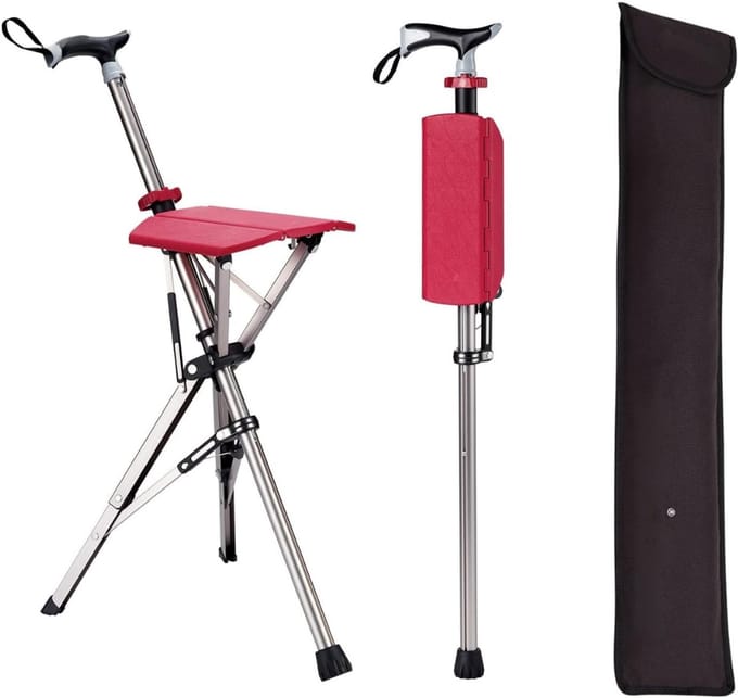 CRLYN® Wandelstok met Stoel - Opvouwbaar Krukje - Rustmoment Onderweg