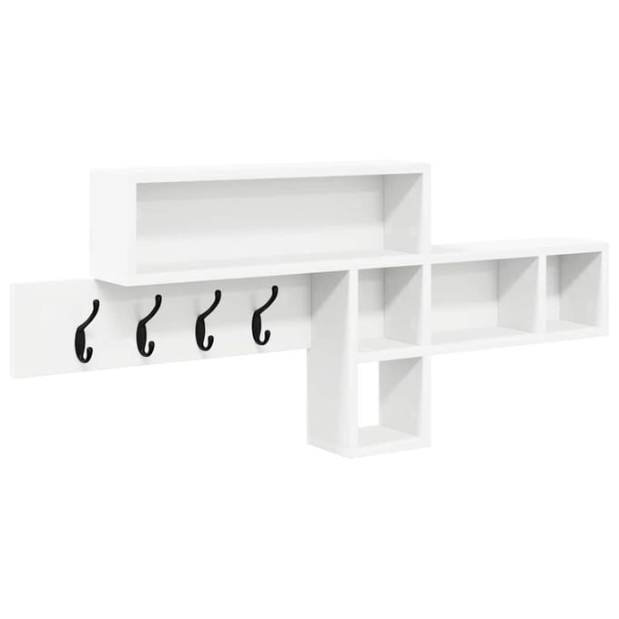 vidaXL - Wandgemonteerde - kapstok - Muurmontage - Wit - 100 - x - 12 - x - 43,5 - cm
