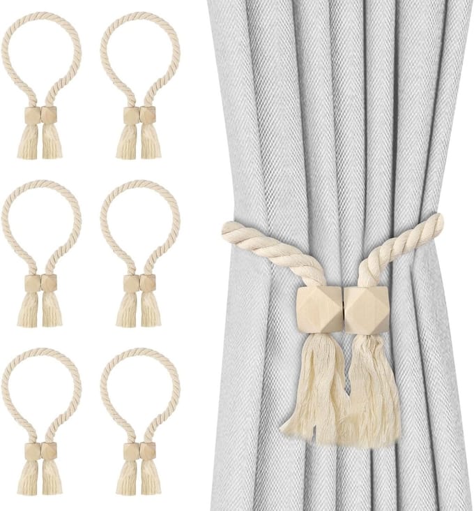 Solidchoice - Set van 6 Magnetische Gordijnhouders van Katoen