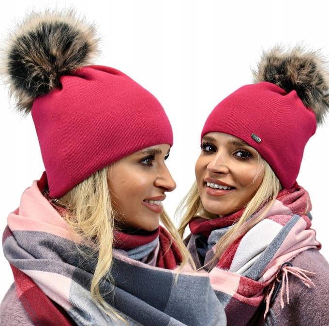Alur - Dames Wintermuts - Fuchsia - Eko Pompon - Klassieke Pasvorm