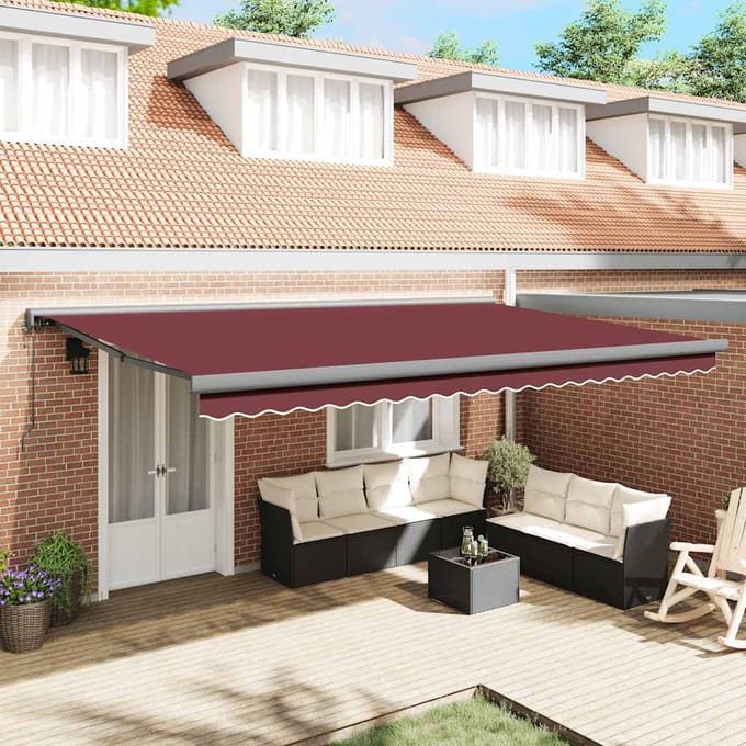 vidaXL - Uitschuifbare - luifel - Bordeaux - met - Antraciet - Frame - 500 - × - 300 - cm