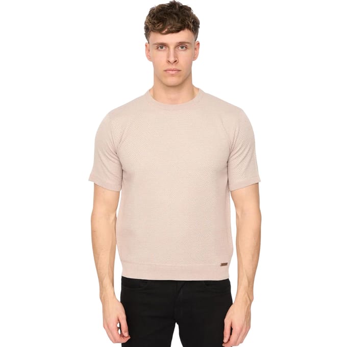 Duck and Cover Heren Marvela gebreid T-shirt (Steen)