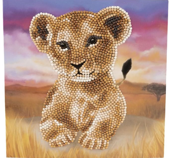 Crystal Card kit diamond painting Leeuwenwelp - Martha Bowyer 18 x 18 cm