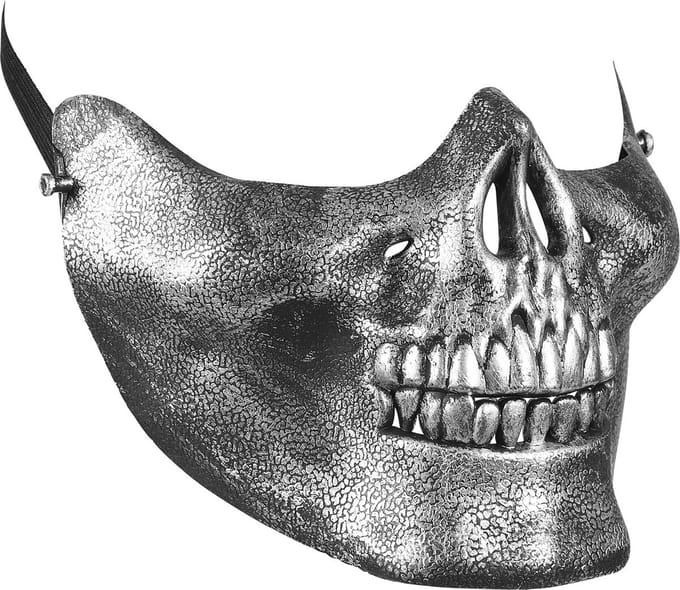Kin masker schedel skelet metallic zilver