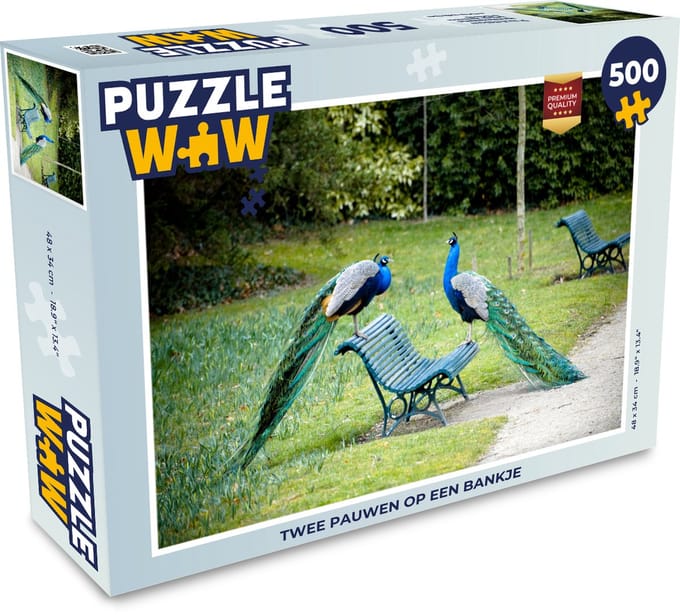 Puzzel Pauw - Bank - Park - Legpuzzel - Puzzel 500 stukjes