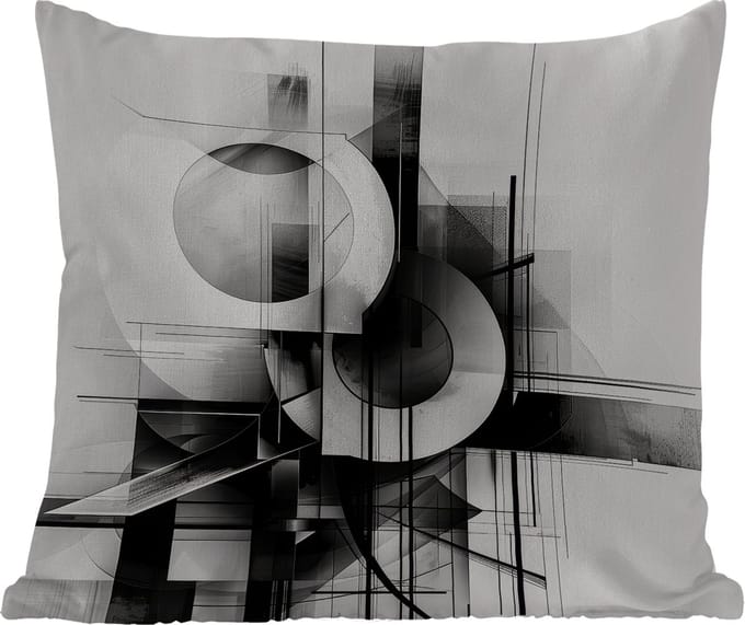 Tuinkussen - Abstract - Kunst - Modern - Zwart wit - 40x40 cm - Weerbestendig