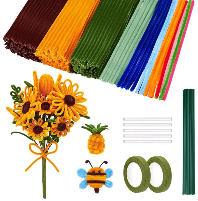 Knutseldraad Set - Chenille Stelen - Bloemen Maken - 300 Stuks - Bloemendraad Tuindraad