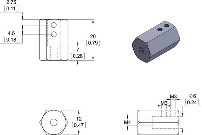 12mm Hex Wheel Adapter for 6mm Shaft (2-Pack) Pololu 2686
