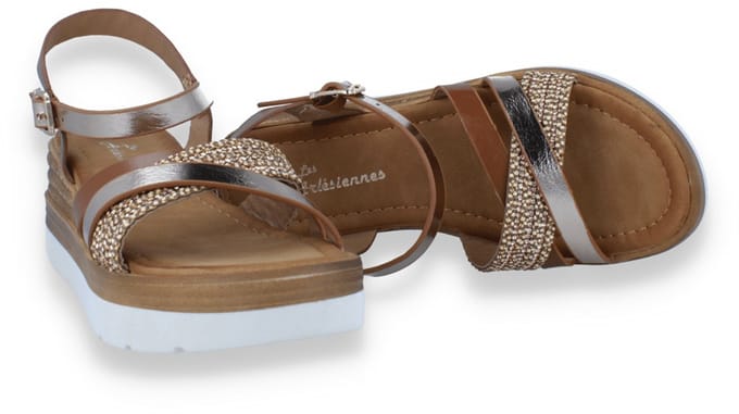 Mode-mania Dames Sandaal Cognac/goud | Maat: 39