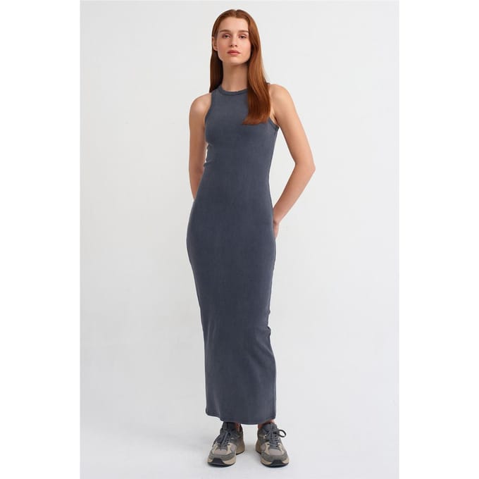 Geribbelde Bodycon Maxi-jurk
