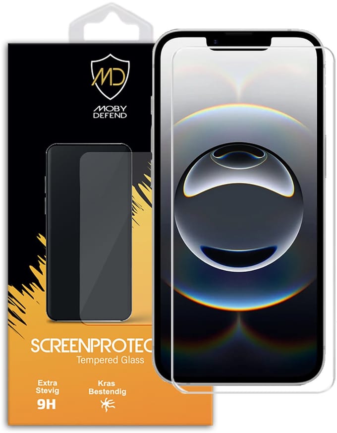 MobyDefend Screenprotector - Geschikt voor iPhone 16e - Case-Friendly Screensaver - Gehard Glas