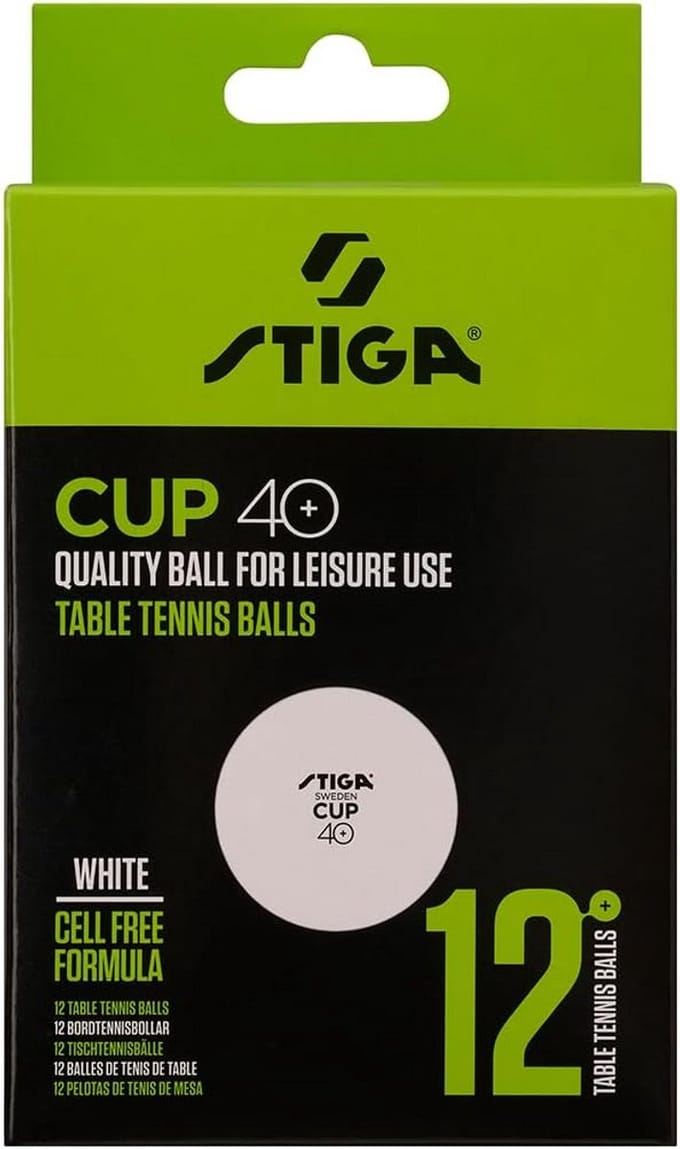 STIGA Tafeltennis Ballen Cup 12 stuks ABS, Witte Pingisballen