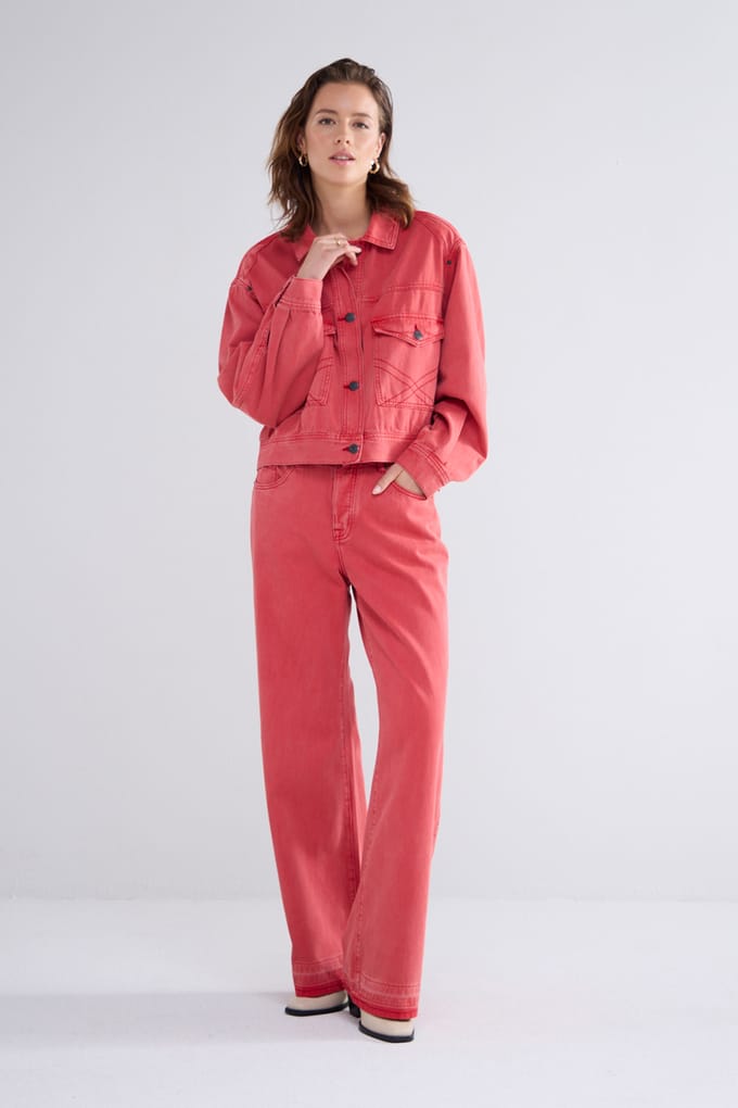 Summum Woman Boxy Denim Jacket Coloured Denim True Red Größe: 36 | Jeansjacken Outlet | Damen | Blau