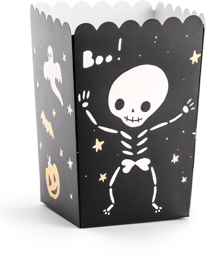 PARTYDECO - 6 Halloween Boo! Popcorn Dozen van Karton 7 x 7 x 12,5 cm