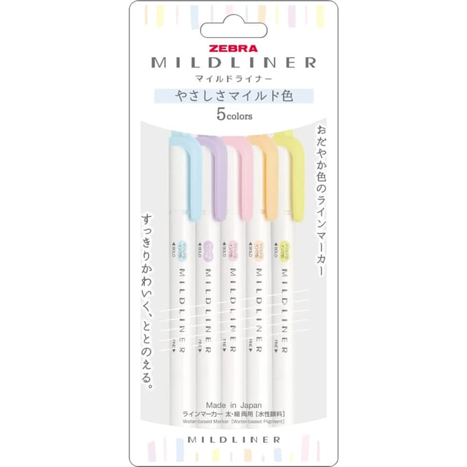 Zebra Mildliner Double Sided Highlighter - 2022 Gentle Color New Set van 5