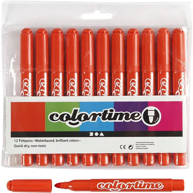 Colortime stift,  5 mm lijn, donkeroranje, 12 stuks