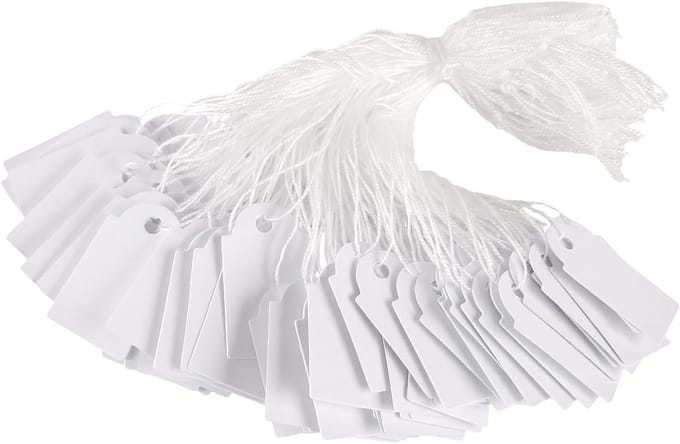 1500 Stuks Witte Prijskaartjes 15x25mm met String, Lege Kledinglabels voor Merchandise en Retail
