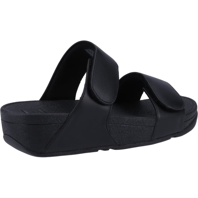 FitFlop Lulu Adjustable Leather Slides Dames Slippers - Zwart