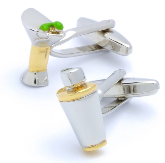 Manchetknopen - Cocktailglas en Shaker Goud en Zilver