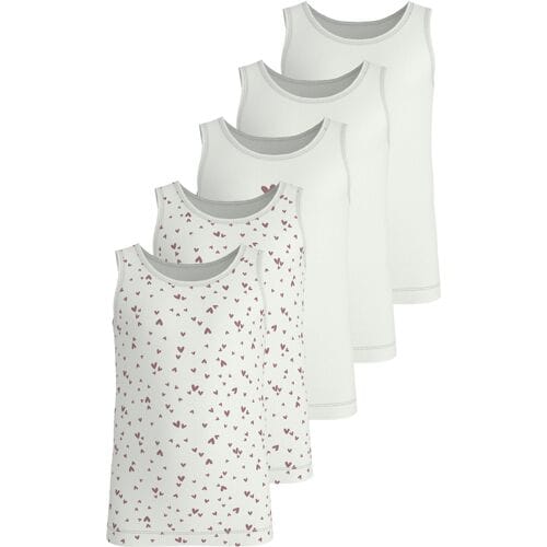 LUPILU Set van 5 kinder hemden (Wit/print, 122/128)