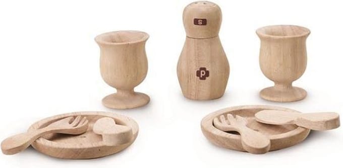 Houten ontbijtset 10 delig Wonderworld